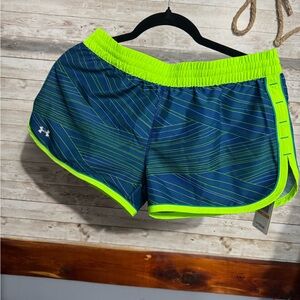 Under Armour Women's Blue and Green Striped Shorts small NWT